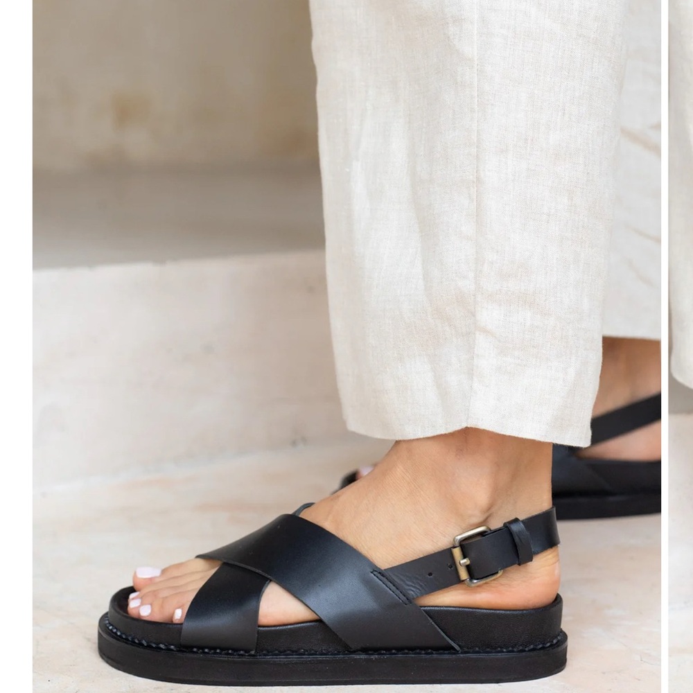 Elegant Black Leather Sandals for Women